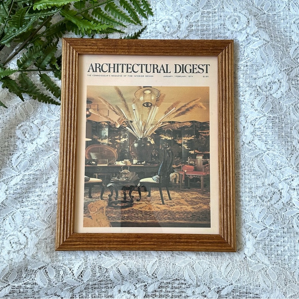 Vintage Solid Wood Framed Architectural Digest Decor 8x10